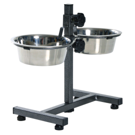 Set 2 Castroane Inox pe Suport Reglabil, Pentru Caini, 0.75L