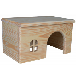 Casuta din Lemn cu Acoperis Plat Pentru Rozatoare Mici 15x15x12cm
