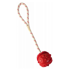 Jucarie Minge 7cm din Cauciuc Natural cu Franghie 35 cm