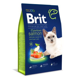 BRIT PREMIUM By Nature Cat Adult Sterelized, Somon, Hrana Uscata Pisica Sterilizata, Protectia Aparatului Urinar | Piele Sanatoasa | Blana Stralucitoare, 8kg