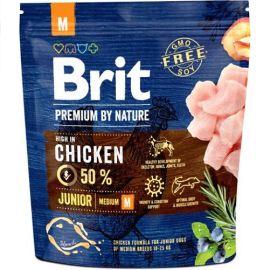 BRIT PREMIUM By Nature Junior Medium M, cu Pui, Hrana Uscata Caine Junior Talie Medie, 1kg