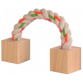 Jucarie din Franghie si Lemn Pentru Rozatoare, 20cm