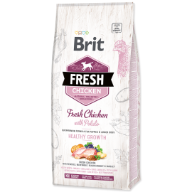 BRIT FRESH Chicken Natural Holistic Puppy, Pui si Cartofi, Hrana Uscata Caine Junior, Crestere Sanatoasa 12kg