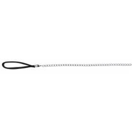 Lesa Pentru Caini, din Lant Metalic si Maner Textil Captusit, 1.0m / 3mm