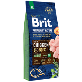 BRIT PREMIUM By Nature Junior Large XL, cu Pui, Hrana Uscata Caine Junior Talie Foarte Mare, 15kg
