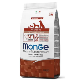 MONGE NATURAL Puppy & Junior All Breeds, Miel si Orez, Hrana Uscata Monoproteica Caine Junior, Digestie Optima 12kg