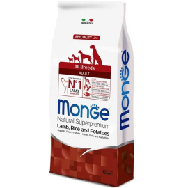 MONGE Natural Adult All Breeds, Miel si Orez, Hrana Uscata Monoproteica Caine, Digestie Optima, 12kg