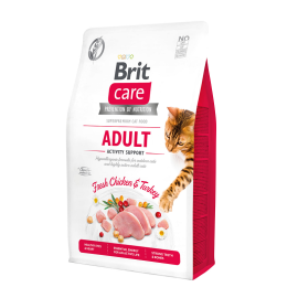 BRIT CARE Grain Free Cat Adult Activity Support, Pui si Curcan, Hrana Uscata Hipoalergenica, Fara Cereale, Pisica Outdoor | Activitate Fizica Intensa, 2kg