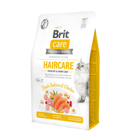 BRIT CARE Grain Free Cat Adult Haircare Healty & Shiny Coat, Somon si Pui, Hrana Uscata Hipoalergenica, Fara Cereale, Pisica, Blana Sanatoasa | Stralucitoare, 2kg