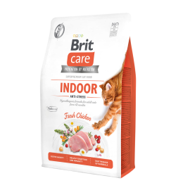 BRIT CARE Grain Free Cat Adult Indoor Anti-Stress, Pui, Hrana Uscata Hipoalergenica, Fara Cereale, Pisici de Interior, 2kg