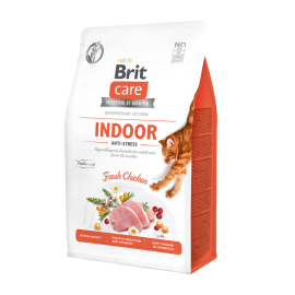 BRIT CARE Grain Free Cat Adult Indoor Anti-Stress, Pui, Hrana Uscata Hipoalergenica, Fara Cereale, Pisici de Interior, 400g