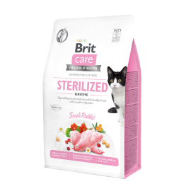 BRIT CARE Grain Free Cat Sterelized Sensitive, Iepure, Hrana Uscata Hipoalergenica, Fara Cereale, Pisica Sterilizata, Digestie Sensibila, 400g