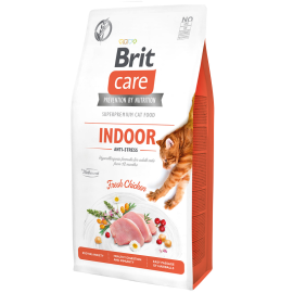 BRIT CARE Grain Free Cat Adult Indoor Anti-Stress, Pui, Hrana Uscata Hipoalergenica, Fara Cereale, Pisici de Interior, 7kg