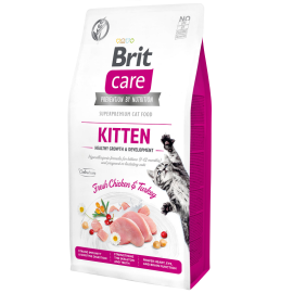 BRIT CARE Grain Free Kitten Healty Growth & Development, Hrana Uscata Hipoalergenica, Fara Cereale, Pisica, Mama si Puiul, 7kg