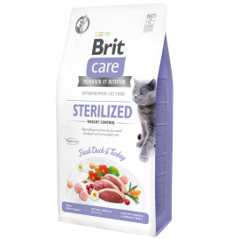 BRIT CARE Grain Free Cat Sterelized Weight Control, Rata si Curcan, Hrana Uscata Hipoalergenica, Fara Cereale, Pisica Sterilizata Supraponderala, Controlul Greutatii, 7kg