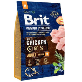 BRIT PREMIUM By Nature Adult Medium M, cu Pui, Hrana Uscata Caine Talie Medie, 3kg