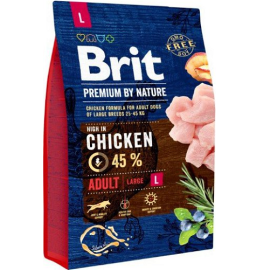 BRIT PREMIUM By Nature Adult Large L, cu Pui, Hrana Uscata Caine Talie Mare, 3kg