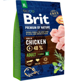 BRIT PREMIUM By Nature Adult Large XL, cu Pui, Hrana Uscata Caine Talie Foarte Mare, 3kg