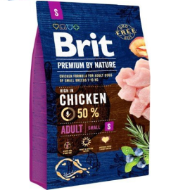 BRIT PREMIUM By Nature Adult Small S, cu Pui, Hrana Uscata Caine Talie Mica, 3kg