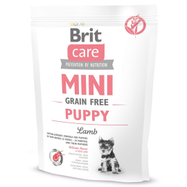 BRIT CARE Mini Grain Free Puppy, cu Miel, Hrana Uscata Hipoalergenica, Fara Cereale, Caine Mama si Puiul, Digestie Optima, 400g