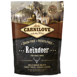 CARNILOVE Grain Free Adult, cu Ren, Hrana Uscata Fara Cereale Caine, 1.5Kg