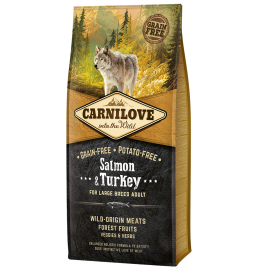 CARNILOVE Grain Free Adult Large Breed, Somon si Curcan, Hrana Uscata Fara Cereale Caine, Digestie Optima, 12kg