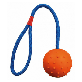 Jucarie Caini Minge Plina din Cauciuc cu Snur 30 cm