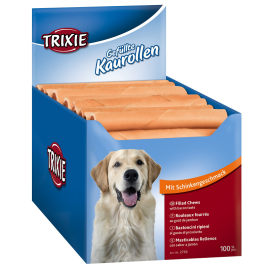 Recompensa Caini, Rulou din Piele de Vita Umplut cu Jambon 12 cm |35g | 5 buc