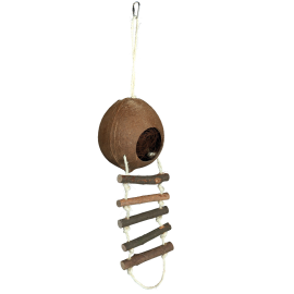 Casuta din Cocos cu Scarita Pentru Hamsteri, 13x56cm