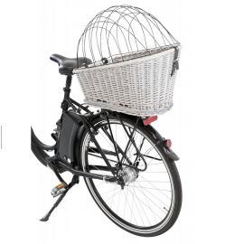 Cos Transport Caini sau Pisici pe Potbagaj Bicicleta Gri, 35x49x55cm