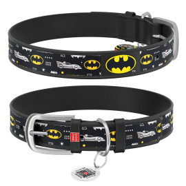 WAUDOG Design, Zgarda Piele Caini, cu Smart ID Tag, Model Batman, Marime XL 44-58cm
