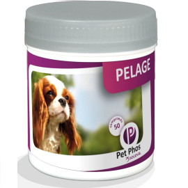 PET PHOS Canin Special Pelage, Supliment Vitamino-Mineral Pentru Caini, Piele Sanatoasa | Blana Lucioasa, 50 Tablete