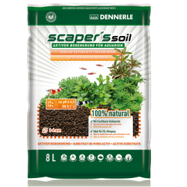 DENNERLE Scaper's Soil, Sol Nutritiv Granulat 1-4mm, 100% Natural, Pentru Plante Acvarii de Apa Dulce, 8L