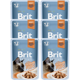 BRIT PREMIUM DELICATE, Curcan, Set Plicuri Hrana Umeda Pisici (file carne in sos) 6x85g
