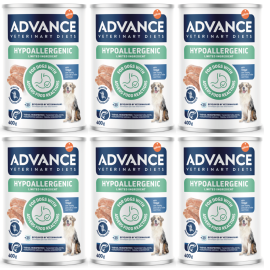 ADVANCE Veterinary Diets Dog Hypoallergenic, cu Pastrav, Set Conserve Hrana Umeda Monoproteica Pentru Caini Alergici, 6x400g