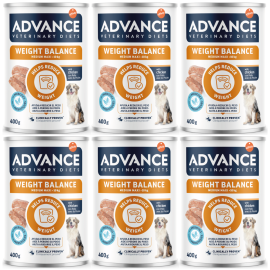 ADVANCE Veterinary Diets Dog Medium-Maxi Weight Balance, Set Conserve Hrana Umeda Pentru Caini Obezi sau Supraponderali, 6x400g