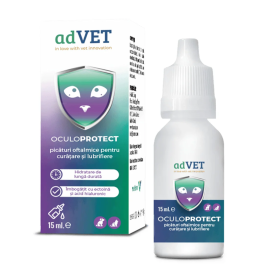 AdVET Oculoprotect 15 ml – Picături Oftalmice pentru Câini și Pisici, Curățare, Hidratare și Protecție Oculară