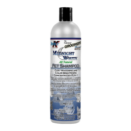DOUBLE K Midnight White – Șampon Profesional Concentrat 15:1, pentru Câini și Pisici cu Blană Albă, Curăță, Intensifica Culoarea și Protejează, 473ml