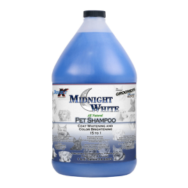 DOUBLE K Midnight White – Șampon Profesional Concentrat 15:1, pentru Câini și Pisici cu Blană Albă, Curăță, Intensifica Culoarea și Protejează, 3.8L