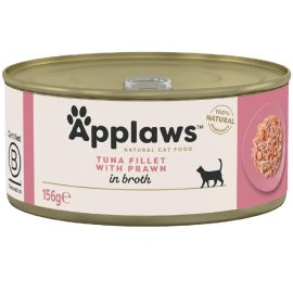 APPLAWS 100% Natural, Conserva Hrana Umeda Pisica, Ton Fillet si Creveti in Supa, 156g