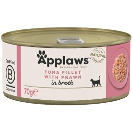 APPLAWS 100% Natural, Conserva Hrana Umeda Pisica, Ton Fillet si Creveti in Supa, 70g