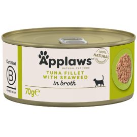 APPLAWS 100% Natural, Conserva Hrana Umeda Pisici, Fillet Ton si Alge Marine, 70g