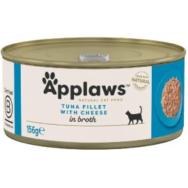 APPLAWS 100% Natural, Conserva Hrana Umeda Pisici, Fillet Ton si Branza in Supa, 156g