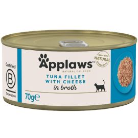 APPLAWS 100% Natural, Conserva Hrana Umeda Pisici, Fillet Ton si Branza in Supa, 70g
