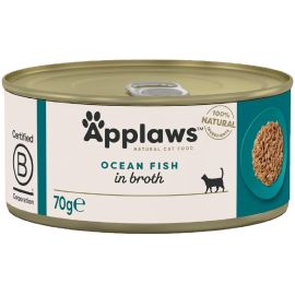 APPLAWS 100% Natural, Conserva Hrana Umeda Pisici, Peste Oceanic in Supa, 70g