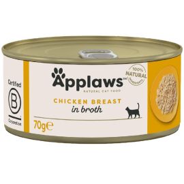 APPLAWS 100% Natural, Conserva Hrana Umeda Pisici, Piept de Pui in Supa, 70g