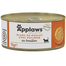APPLAWS 100% Natural, Conserva Hrana Umeda Pisici, Piept de Pui si Dovleac in Supa, 70g