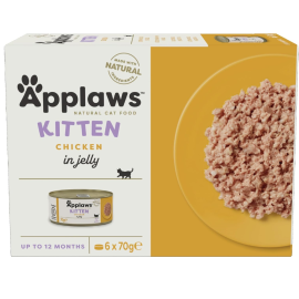 APPLAWS 100% Natural Kitten, Bax Conserve Hrana Umeda Pui Pisica, Piept de Pui in Aspic, 6x70g