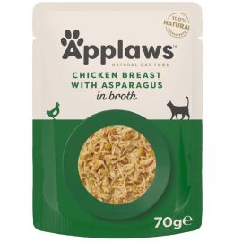 APPLAWS 100% Natural, Plic Hrana Umeda Pisici, Piept de Pui si Asparagus, in Supa, 70g