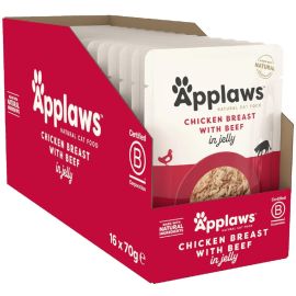 APPLAWS Bax Hrana Umeda Pisici, Piept de Pui si Vita in Aspic, 16x70g